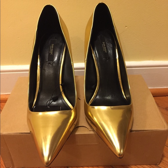 Zara Gold Heels 41 - Picture 2 of 13